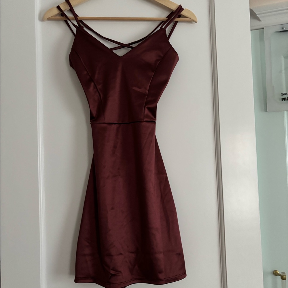 NWT raisin-colored party dress.